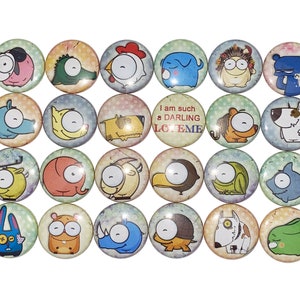 Animal Magnet, 1", 1.25", 1.5", 2.25", Button Magnet, Animal Theme, Animal Decor, Big Eyes, Chicken, Dog, Cat, Animal Humor, A018