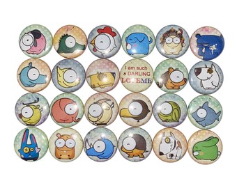 Animal Magnet, 1", 1.25", 1.5", 2.25", Button Magnet, Animal Theme, Animal Decor, Big Eyes, Chicken, Dog, Cat, Animal Humor, A018