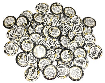 Wild, Fierce, Brave, Female, 1", 1.25", 1.5", 2.25", Button, Tribal Button, Tribal Pin, Feather, Inspirational, Pinback, Flatback, Pin, Q001