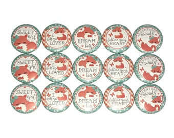 Fox Magnet, 1", 1.25", 1.5", 2.25", Button Magnet, Fox Button, Fox Theme, Fox Party Favor, Fox Decor, Foxes, Fox Birthday, Fox Gift, A026