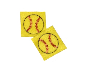 Softball Felt, 2 Felts, Softball Patch, Yellow, Black, Red, Unfinished, Patch, Craft Supply, Sports, Size 2 of 4, EMB030