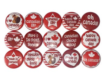 Canada Magnet, 1", 1.25", 1.5", 2.25", Button Magnet, Canada Decor, Canada Theme, Party Favor, Canadian, Canada Gift, Canada, Leaf, NE003