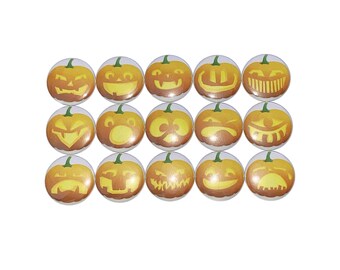 Pumpkin Magnet, Jack O' Lantern Magnet, 1", 1.25", Button Magnet, Halloween Theme, Halloween Magnet, Halloween, Pumpkin Decor, H007