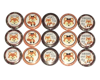 Fox Magnet, 1", 1.25", 1.5", 2.25", Button Magnet, Woodland Magnet, Fox Button, Fox Theme, Party Favor, Fox Decor, Fox, Fox Birthday, A005