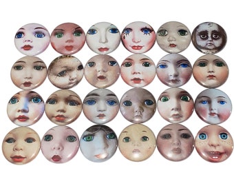 Doll Face Magnet, 1", 1.25", 1.5", 2.25", Button Magnet, Creepy Doll Magnet, Creepy Doll Face Theme, Doll, Scary Doll Magnet, Doll, D014