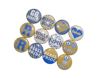 Rebels, Royal Blue, Gold, 1", 1.25", 1.5", 2.25", Button, Rebels Theme, Rebels Flatback, Rebels Pinback, SM073