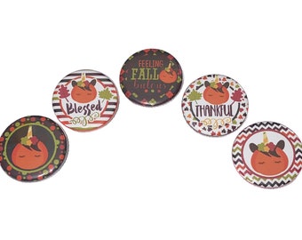 Fall, 1", 1.25", 1.5", Button, Fall Button, Pumpkin, Unicorn, Party Favor, Fall Flatback, Fall Pinback, Pin, FL010