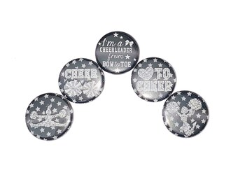 Black Cheer, Cheer Magnet, 1", 1.25", 1.5", Button Magnet, Cheer Theme, Cheer Decor, Cheerleading, Cheer Gift, Cheer Birthday, Pom, CD026