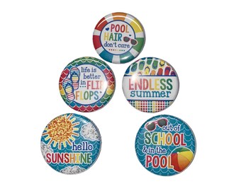 Pool Party Magnet, 1", 1.25", 1.5", 2.25", Button Magnet, Pool Theme, Pool Decor, Summer, Party Favor, Sun, Swimming, Pool Party,  SU004