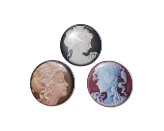 Cameo Magnet, Lady, 1", 1.25", Button Magnet, Lady Cameo, Beauty Head, Antique Lady, Victorian Lady, Female Profile, Magnet, HT008