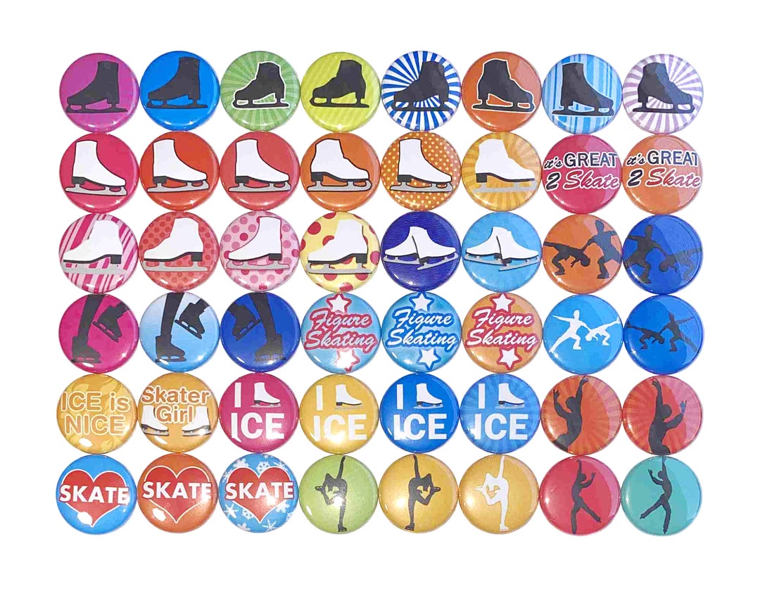 Ice Skating 1, 1.25, 1.5, 2.25, Button Black Ice Skate