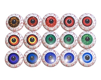 Eye Magnet, Blood Shot Eye, 1", 1.25", 1.5", Button Magnet, Eye Button, Eye Decor, Eye Gift, Eyeball, Zombie Eye, Optometry, D006