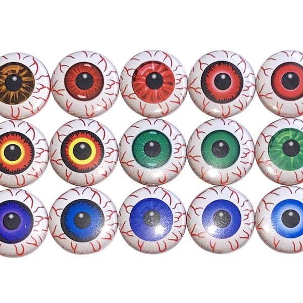 Eye Magnet, Blood Shot Eye, 1", 1.25", 1.5", Button Magnet, Eye Button, Eye Decor, Eye Gift, Eyeball, Zombie Eye, Optometry, D006