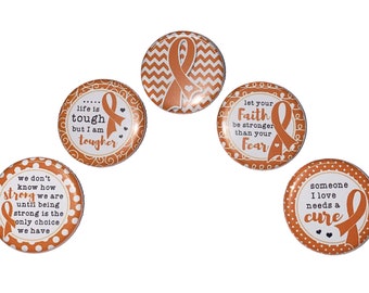 Orange Ribbon Magnet, 1", 1.25", 1.5", 2.25", Button Magnet, Leukemia Awareness, Cancer Awareness, Orange Ribbon, Leukemia Theme, CA044