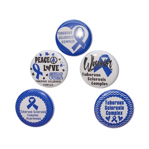 Tuberous Sclerosis Magnet, 1&quot;, 1.25&quot;, 1.5&quot;, 2.25&quot;, Button Magnet, TSC, Tuberous Sclerosis Complex, Blue Ribbon, Blue Ribbon Awareness, CA060