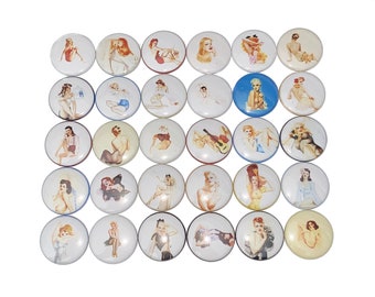 Pin Up Magnet, 1", 1.25", 1.5", 2.25", Button Magnet, Pin Up Birthday, Pinup Girl, Pinup Girl Gift, Pinup Girl Magnet, Pin Up Theme, AM001