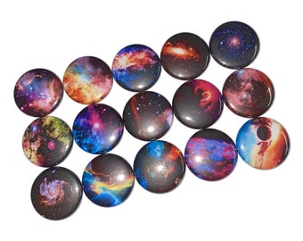Galaxy, 1", 1.25", Button, Space, Galaxy Theme, Space Theme, Space Decor, Party Favor, Outer Spack, Flatback, Pinback, Pin, Badge, ZP003