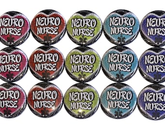 Neuro Nurse Magnet, 1", 1.25" Button Magnet, Neuro Nurse Button, Nurse Party Favor, Nurse Theme, Nurse Decor, Gift, Neuro Nurse, Gift, NU006