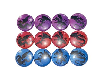 Dragon Magnets, 1", 1.25", 1.5", 2.25", Button Magnet, Dragon Gift, Dragon Theme, Red Dragon, Purple Dragon, Dragon Decor, MC004