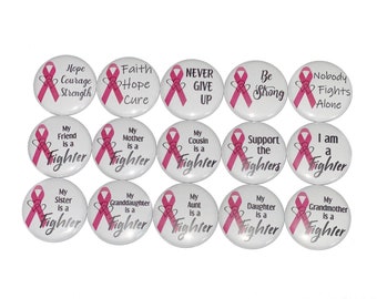 Pink Ribbon Magnet, 1", 1.25", 1.5", 2.25", Button Magnet, Dark Pink Ribbon, Pink Ribbon Theme, Pink Ribbon Awareness, Breast Cancer, CN011