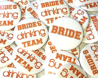Bachelorette Party, Orange, White, 1.5", 2.25", Pinback Button, Bachelorette Pin, Bridal Party Favor, Halloween Bachelorette, BW042, BW118