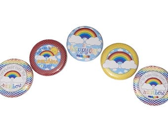 Rainbow Magnet, 1", 1.25", 1.5", 2.25", Button Magnet, Rainbow, Rainbow Theme, Rainbow Decor, Clouds, Rainbow Birthday, Party Favor, SG001