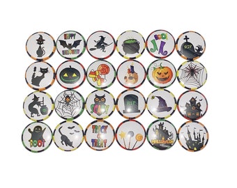 Halloween Magnet, 1", 1.25", 1.5", 2.25", Button Magnet, Halloween Decor, Bat, Pumpkin, Witch, Owl, Spider Web, Pumpkin, Cat Magnet, H013