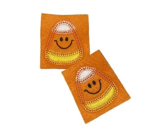 Candy Corn Felt, 2 Felts, Candy Corn, Orange, Yellow, White, Unfinished, Craft Supply, Candy Corn, Candy Corn Patch, Size 1 of 3 , EMB070