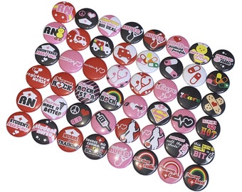 Nurse, RN, 1", 1.25", Button, Nurse Theme, Nurse Decor, Nurse Party Favor, Student Nurse, Nurse Gift, Ambulance, Flatback, Pinback, NU023