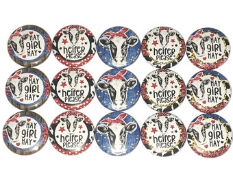Cow Magnet, Heifer Magnet, 1", 1.25", 1.5", Button Magnet, Cow Theme, Cow Decor, Farm Theme, Farm Decor, Birthday, Gift, Cow, Heifer, A016