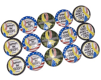 Yellow Ribbon, 1", 1.25", 1.5", 2.25", Button, Military Theme, Military Decor, Yellow Ribbon Theme, Flatback, Pinback, Pin, Badge, HM009