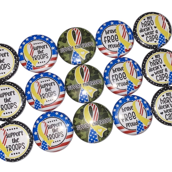 Yellow Ribbon, 1", 1.25", 1.5", 2.25", Button, Military Theme, Military Decor, Yellow Ribbon Theme, Flatback, Pinback, Pin, Badge, HM009