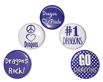 Dragon Magnet, Purple, White, 1", 1.25", Button Magnet, Dragon Theme, Dragon Party Favor, Dragon Gift, SM042