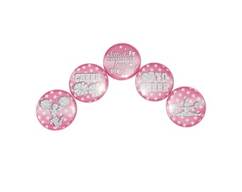 Pink Cheer, Cheer Magnet, 1", 1.25", 1.5", Button Magnet, Cheer Theme, Cheer Decor, Cheerleading, Cheer Gift, Cheer Birthday, Pom, CD028
