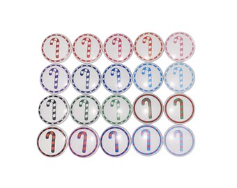 Candy Cane Magnet, 1", 1.25", 1.5", 2.25", Button Magnet, Candy Cane, Christmas Candy, Halloween Candy, Christmas, Xmas Candy, FD050