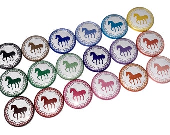 Horses, 1", 1.25", 1.5", 2.25", Button, Horse Gift, Horse Button, Horse Decor, Horse Party Favor, Horse, Flatback, Pinback, HR010