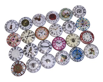 Clocks, 1", 1.25", 1.5", 2.25", Button, Around the Clock, Time, New Year's, Party Favor, Time Theme, Clock Theme, Flatback, Pinback, C004