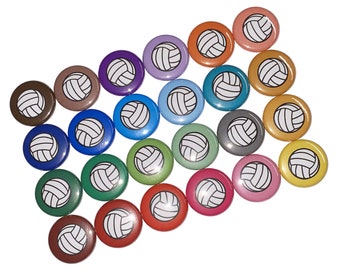 Volleyball, 1", 1.25", Button, Volleyball Decor, Volleyball Theme, Party Favor, Colored Volleyball, Flatback, Pinback, Pin, Badge, SE020