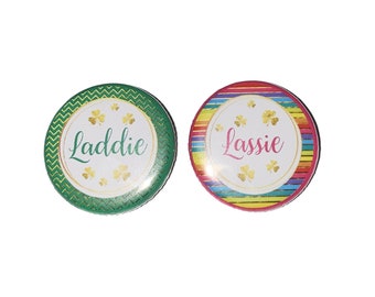 Gender Reveal, Laddie, Lassie, 1", 1.5", 2.25", Pinback Button, Rainbow, St. Patrick's, Baby Reveal, St. Patrick's Baby Shower, VB087, VB107