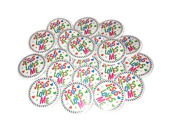 Jesus, 1", 1.25", 1.5", 2.25", Button, Religious, Jesus, Love, Church, VBS, Sunday School, Party Favor, Birthday, Flatback, Pinback, FT036