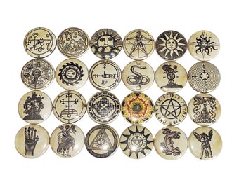 Pagan Magnet, 1", 1.25", 1.5", 2.25", Button Magnet, Wicca, Occult, Magic, Alchemy, Pagan Theme, Pagn Decor, Pagan Gift, Symbols, SY003