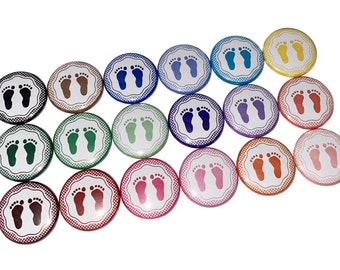 Baby Feet, Imperfect, 1" Pinback Button, 8 Buttons, Ready to Ship, CB013