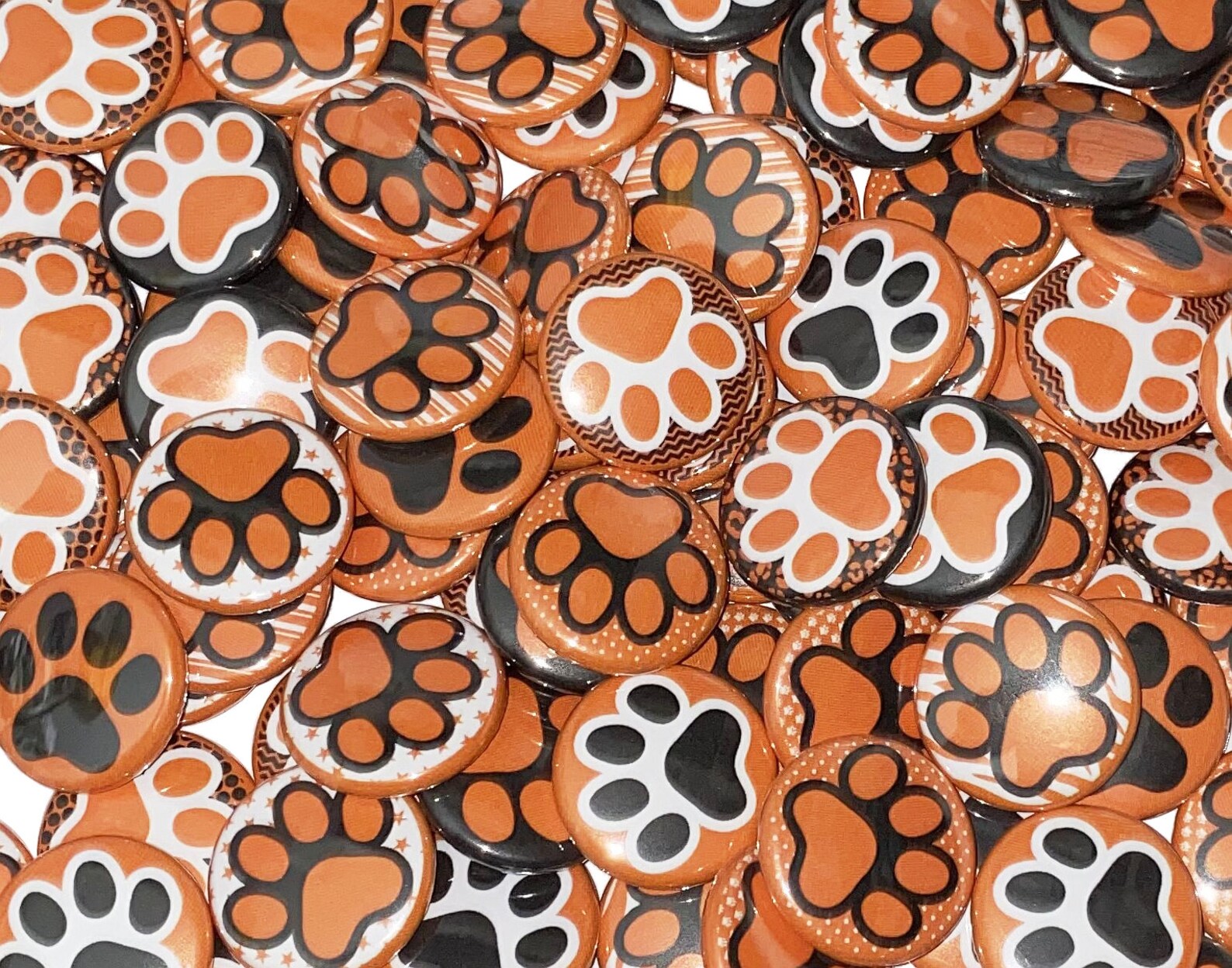 Paw Black Orange 1 1.25 1.5 Etsy