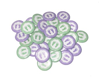 Baby Feet, Gender Reveal, Mint, Lavender, 1.25", 1.5", 2.25", Pinback Button, Girl or Boy, Pregnancy, Baby Reveal, Baby Vote, VB495, VB493