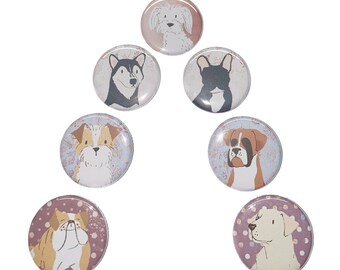 Dogs, 1", 1.25", 1.5", 2.25", Button,Dog Theme, Dog Decor, Party Favor, Dog Gift, Puppy, Dog Button, Flatback, Pinback, Pin, Badge, DG002