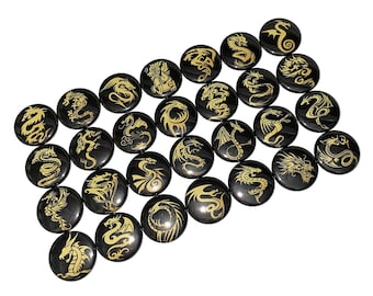 Dragon, Gold, Black, 1", 1.25", 1.5", 2.25", Button, Dragon Theme, Dragon Gift, Dragon Flatback, Dragon Pinback, Dragon Pin, MC009