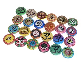 Om, 1", 1.25", 1.5", 2.25", Button, Hindu, Yoga, Yoga Sympol, Hindu Symbol, Om Symbol, Yoga Theme, Hindu Theme, Flatback, Pinback, SY014