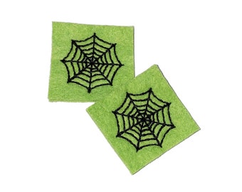 Spider Web Felt, 2 Felts, Spider Web, Green, Unfinished, Craft Supply, Halloween, Fall Theme, Spider Theme, Size 1 of 3, EMB076