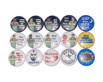 Male RN Magnet, Male Nurse Magnet, 1", 1.25", 1.5", 2.25", Button Magnet, Nurse Button, Nurse Theme, Nurse Decor, Nurse Gift, Rn, NU036