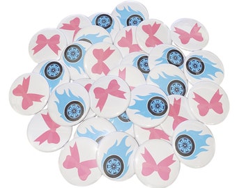 Reveal, Burnouts, Bows, Pink, Blue, 1.25", 1.5", 2.25", Pinback Button, Boy or Girl, Baby Shower, Baby Reveal, Wheels, Hairbow, VB272, VB169